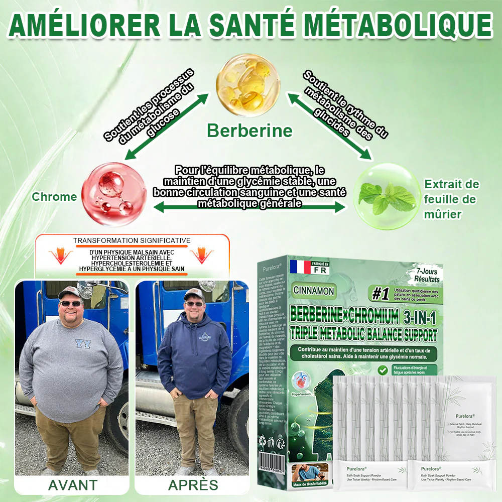 Purelora® Berberine × Chromium Complete Metabolic Rhythm Kit (🌀 Patch externe quotidien + Poudre de soutien métabolique hebdomadaire) ✅ Pour l’équilibre métabolique, le soutien de la glycémie, la circulation et la santé métabolique globale - Image 8