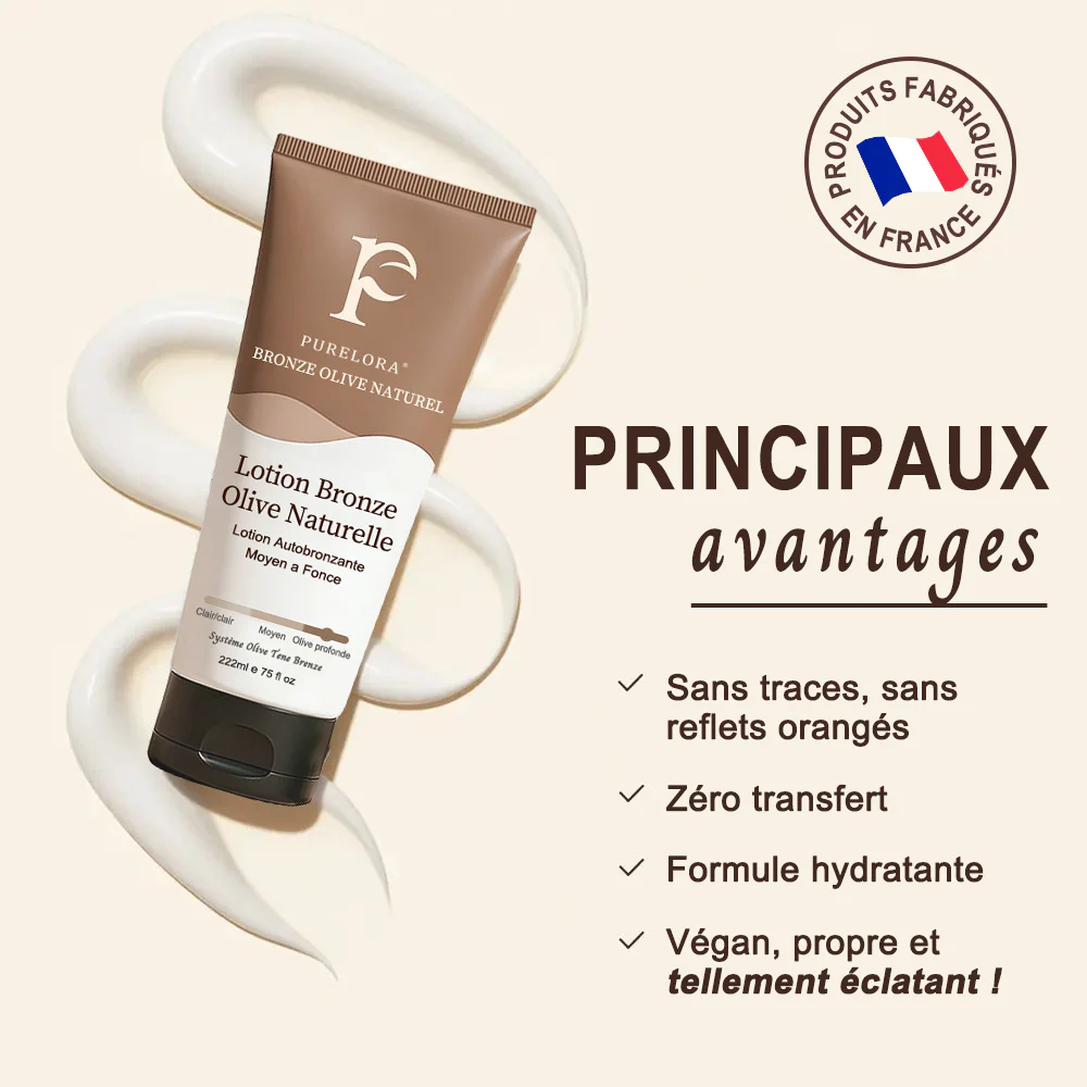 🇫🇷Purelora® Natural Olive Bronze Self Tanner Lotion Corps – Éclat progressif sans soleil, application uniforme, sans sous-ton orangé, hydratation intense, végan et cruelty-free - Image 9