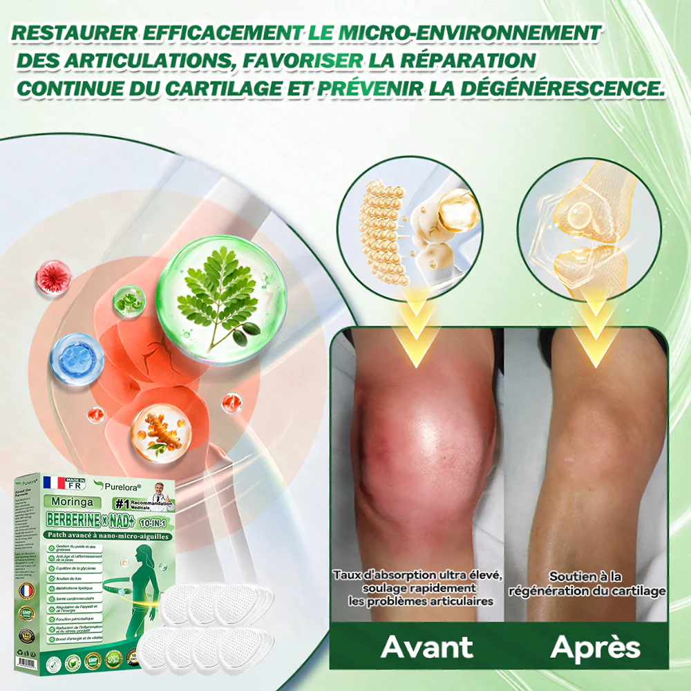 🇫🇷 Nouveauté 2026丨 Purelora® Moringa Berbérine x NAD+ Patch Nano-Microneedle 10-en-1 Une application par jour, changements visibles dès 7 jours. Pour accompagner la gestion du poids et le bien-être global. - Image 11