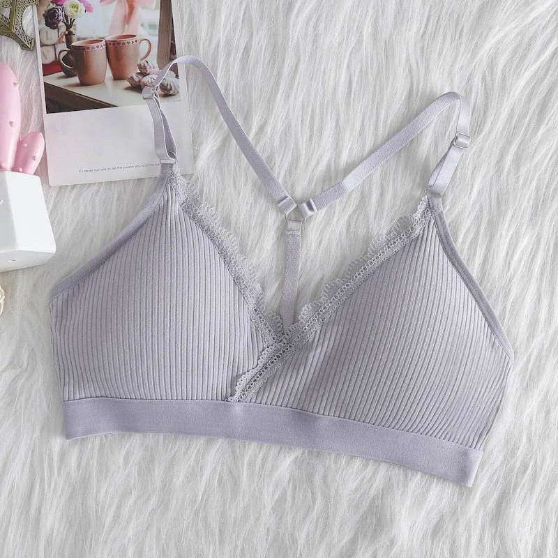 Women Push Up Bra Bralette Thin Shoulder Strap Underwear Fitness Lace Bras Tube Tops - Image 3