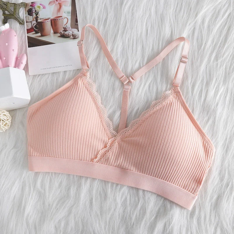 Women Push Up Bra Bralette Thin Shoulder Strap Underwear Fitness Lace Bras Tube Tops - Image 4